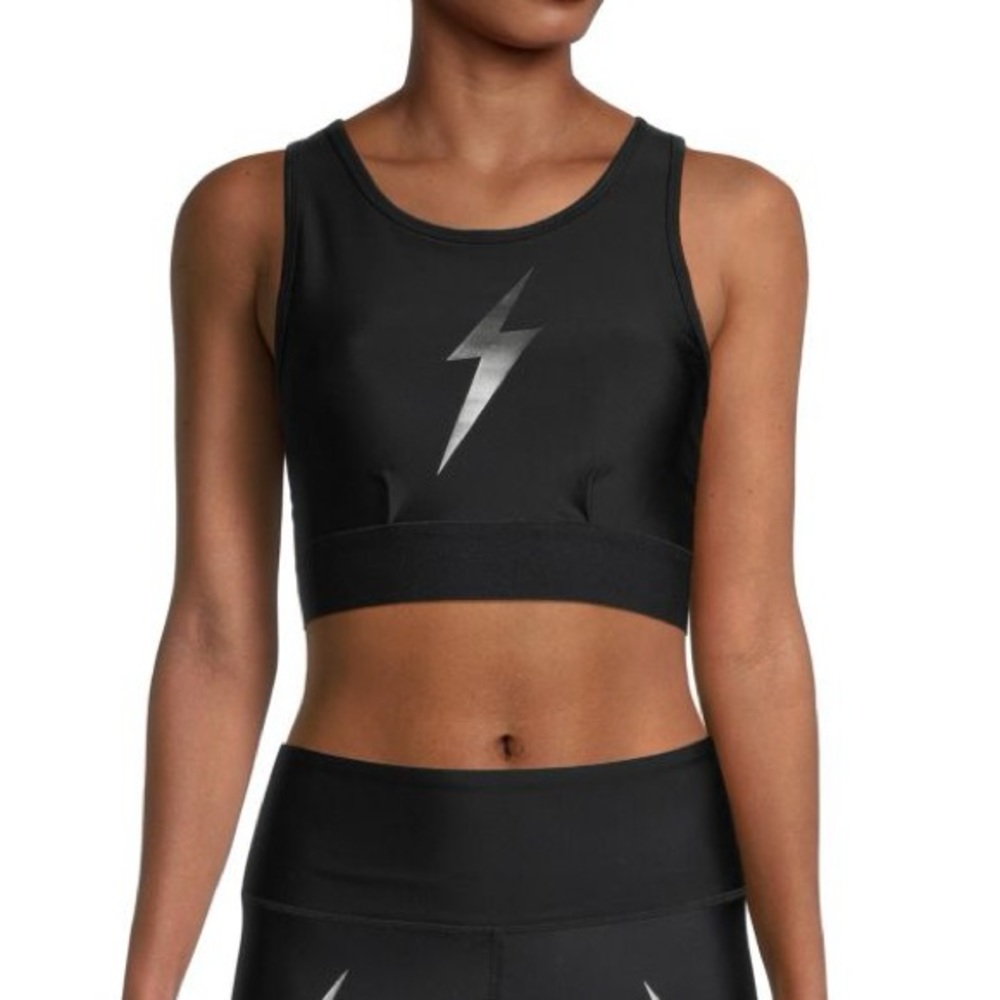 ELECTRIC YOGA Black Bolt Crisscross Sports Bra NWT